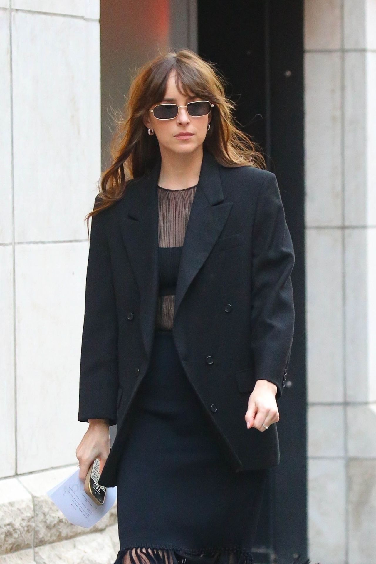 Dakota Johnson Arrives at Materialists Set in New York09